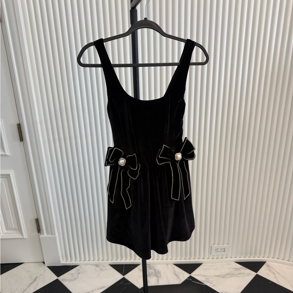 Show me your mumu Ricci skort dress in black velvet . NWT. XS
